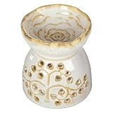 EPIGEIST Keramik Räucherstövchen mit Pfingstrosen Design Beige Aromabrenner ohne Kerze...