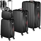 tectake 4-teilige Reisekoffer - Kofferset mit abnehmbaren Rollen 360°, robuste...