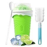 Herbst Slushy Maker Becher 500ml Silikon Squeeze Cup mit Strohhalm und Löffel Slush Eis...