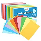 600 Stück Moderationskarten, 12.7 * 7.6cm Karteikarten Lernkarten Blanko DIY...