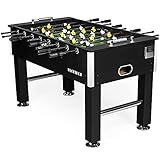 Buckshot Kickertisch 141x77x89 cm - Schwarz Tischfussball mit 2 Bälle - MDF...