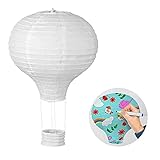 LIHAO Papierlampion Heißluftballon Lampions Deko Ballon Lampenschirm Weiß Classic Bamboo...