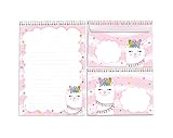 Briefpapier-Set Briefblock mit Umschlag für Mädchen Kinder Lama Kindermotiv...