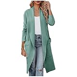 Strickjacke Damen, Oversize Strickjacke Grobstrick Langer Trenchcoat Mantel Senf Escape...
