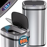 Monzana® Mülleimer mit Sensor Küche 50L Edelstahl Elektrisch Deckel Klemmring...