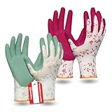 Gebol Flower Duo, Gartenhandschuhe Damen, Arbeitshandschuhe im Doppelpack mit Blumenmuster...