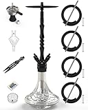 NOBLE HOOKAH 100cm Shisha Set 4 Anschlüsse mit LED Licht Shisha Kopf XXL Shisha 4...