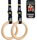 Double Circle Holz Turnringe mit verstellbaren Straps und Übungs Video Anleitung - Gym...