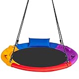 COSTWAY Nestschaukel mit Kissen & Griffe, Kinderschaukel verstellbar,...