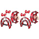 Vaguelly 12 Rote Tamburine Musikalisches Metall-Tamburin Handgehalten mit Griff...