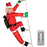 MONZANA® LED Weihnachtsmann Leiter XXL 240cm In-/Outdoor Timer 8...