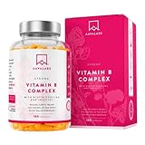 Vitamin B Komplex Hochdosiert - 180 Kapseln Vitamin Komplex mit 8 essentiellen B Vitamine:...