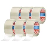 tesapack 64014 im 6er Pack - Geräuscharmes Paketklebeband zum Verpacken von Paketen und...