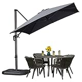 PURPLE LEAF Sonnenschirm 250 x 250 cm Groß Ampelschirm mit Kurbel 360-Grad Drehbar mit...