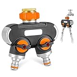 2 Wege Verteiler Wasser, 3/4' und 1/2' Wasser Verteile mit Adapter zu...