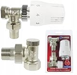 Set -Thermostatkopf+thermostat ventil Eck+Rücklaufverschraubung 1/2'