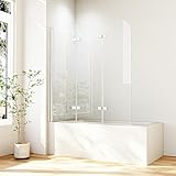 Hopibath Duschwand für Badewanne 130x140 cm 3-teilig Faltbar Pendeltür Duschtrennwand,...