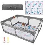JINXIA Laufstall Baby 190x150cm,Laufgitter Baby für Babys mit weichem, atmungsaktivem...