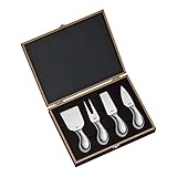 Cilio C294804 294804 Käsemesser-Set Piave 4-teilig, in Holz-Geschenkbox, Silber