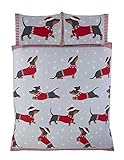 Rapport Home Dackel Bettbezug-Set, Polycotton, Rot, Einzelbett