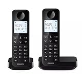 Philips Duo D2702B Schnurloses Festnetztelefon, 11,6 cm (4,6 Zoll), vertikales Mikrofon,...