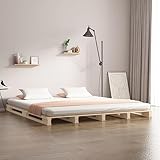 LAPOOH Palettenbett 140x190 cm Massivholz Kiefer, Familienbett, Betten, Bed Frame,...