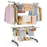 SONGMICS Wäscheständer, Standtrockner 4 Ebenen, Flügelwäscheständer,...