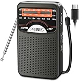 PRUNUS J-167 AM/SW/FM/UKW Radio Klein, Taschenradio Mini Radio mit Akku...