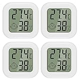 PAIRIER 4 Stück luftfeuchtigkeitsmesser Thermometer Innen Mini LCD Digital Thermometer...