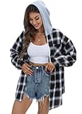 Jhsnjnr Damen Oversize Karohemd Knopfleiste Langarm Flanellhemd Karierte Bluse...