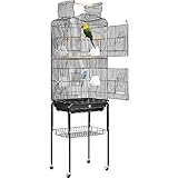 VIVOHOME Vogelkäfig mit 162.6cm hoch Vogelbauer mit Spieldach & Rollständer...