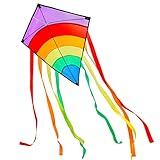 LEBEXY Einleiner Flugdrachen für Kinder und Erwachsene | Bunt Delta Drachen Kinder |...