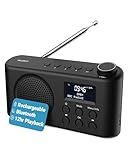 Tragbares Bluetooth DAB, DAB+ Radio | USB-C betrieben & wiederaufladbarer Akku | 12...