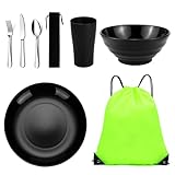 Jeinbuil Camping Besteck Set Camping Geschirr Set wiederverwendbarer Leichter...