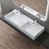doporro Design Doppelwaschtisch 120x48x13 cm mit verstecktem Ablauf Colossum12 in weiß...