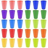Elsrantor 30 Stück Bunt Plastikbecher Wiederverwendbare, 10 Farben Trinkbecher...