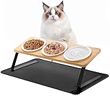 Lannvan Katzennapf Erhöht - 3er Set Futternapf Katze aus Keramik - 15° gekippte...