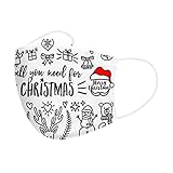 TOPEREUR 1/3 Stück Kinder Weihnachten Mundschutz Print Waschbar Wiederverwendbar...