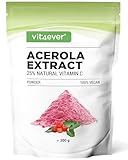 Acerola Pulver - 300 g (6,6 Monate Vorrat) - Natürliches Vitamin C - 200...