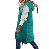 KDEIHT Lange Jacke Weste für Damen Ärmellose Steppweste Winter Warm Daunenmantel Outdoor...