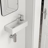 EMKE Waschbecken - Mini Hängewaschbecken für Badezimmer & Gäste-WC - 36 × 18 × 9 cm -...