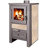 ProTermo Nova G Beige Kaminofen mit Schamottsteinen - 7,5 kW Heizleistung - 82x48x48cm...