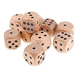 Sharplace 10 Stück Große D6 Holzwürfel Würfel-Set, Natürlich Holz Spielwürfel,...