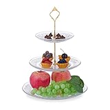 Relaxdays Etagere, Glas & Eisen, HxD: 34 x 25 cm, Vintage Servierständer, 3...