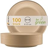 HEKU be green 100 Bio-Pappteller, 23cm Ø I FSC-Zertifiziert I Biologisch...