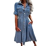 Jeanskleid Tailliert Damen - Sommerkleid Damen Lang Jeans - Jeanskleider Damen Sommer...