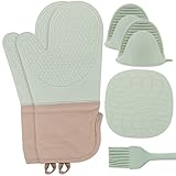 Ofenhandschuhe Topfhandschuhe Anti-Rutsch mit Hitzebeständige Backhandschuhe -...