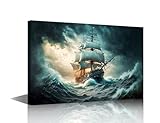 Vintage-Wandkunst für Wohnzimmer, Segelschiff, Schlafzimmer, Wanddekoration, Segelboot,...