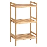 SONGMICS Bambusregal, Küchenregal, Badregal, Bücherregal, Standregal mit 3 Ablagen, 31,5...