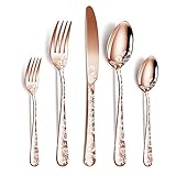 Goldbesteck-Set, Goldbesteck-Set, lebensmittelechtes Edelstahl-Besteck-Set für 12,...